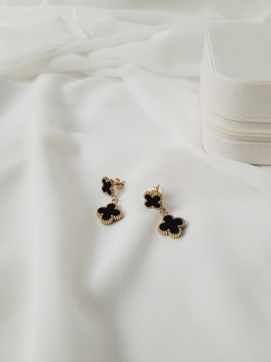 Double Black Clover Earrings