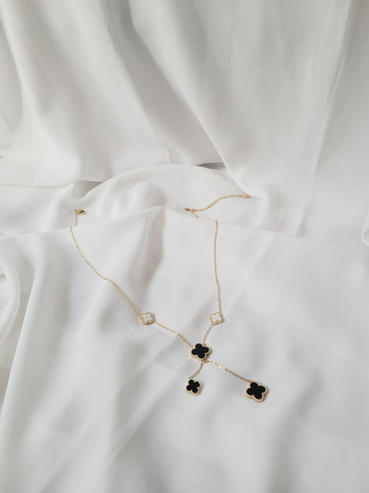 4 Black & White Clover Necklace