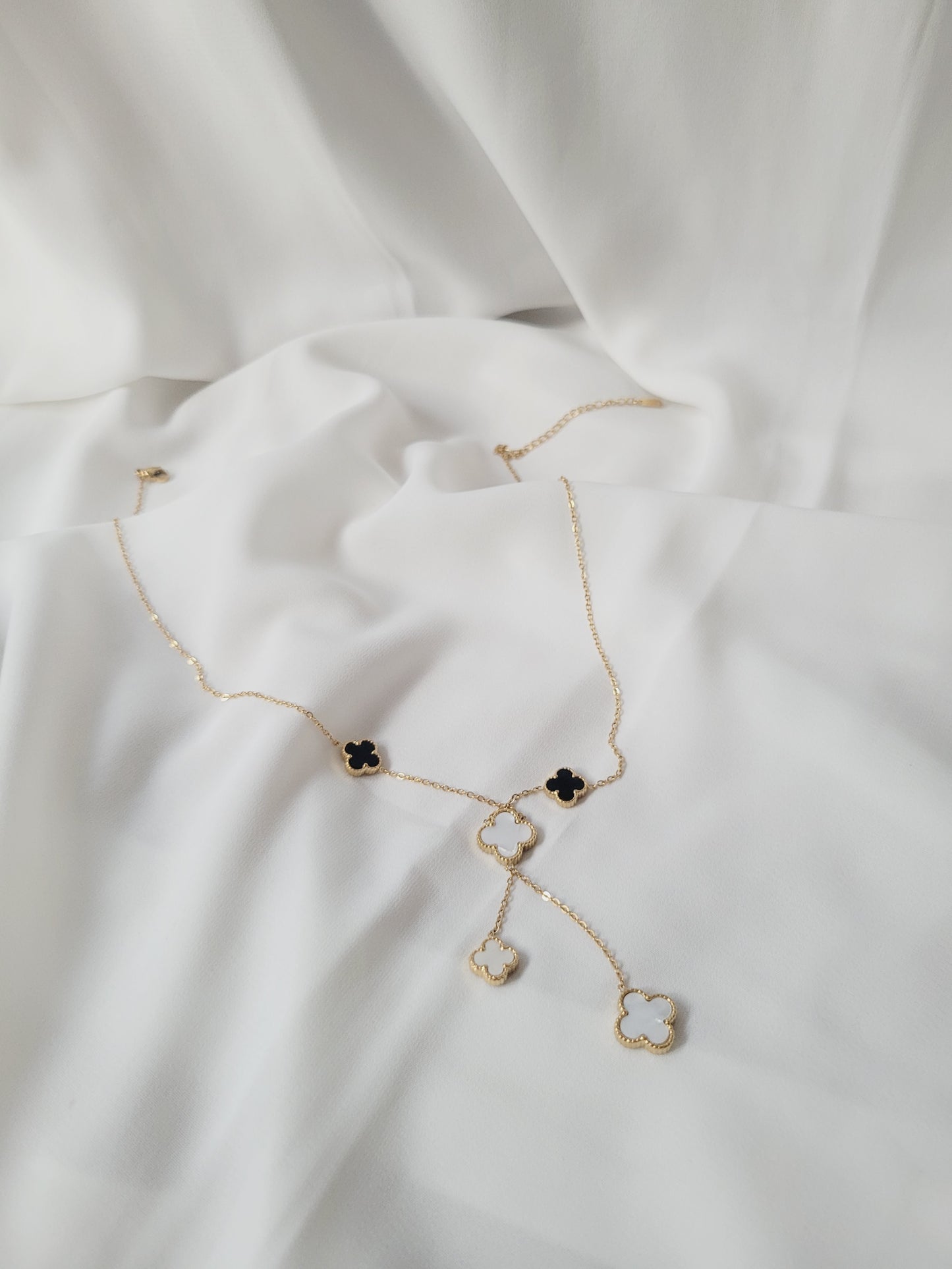 4 Black & White Clover Necklace