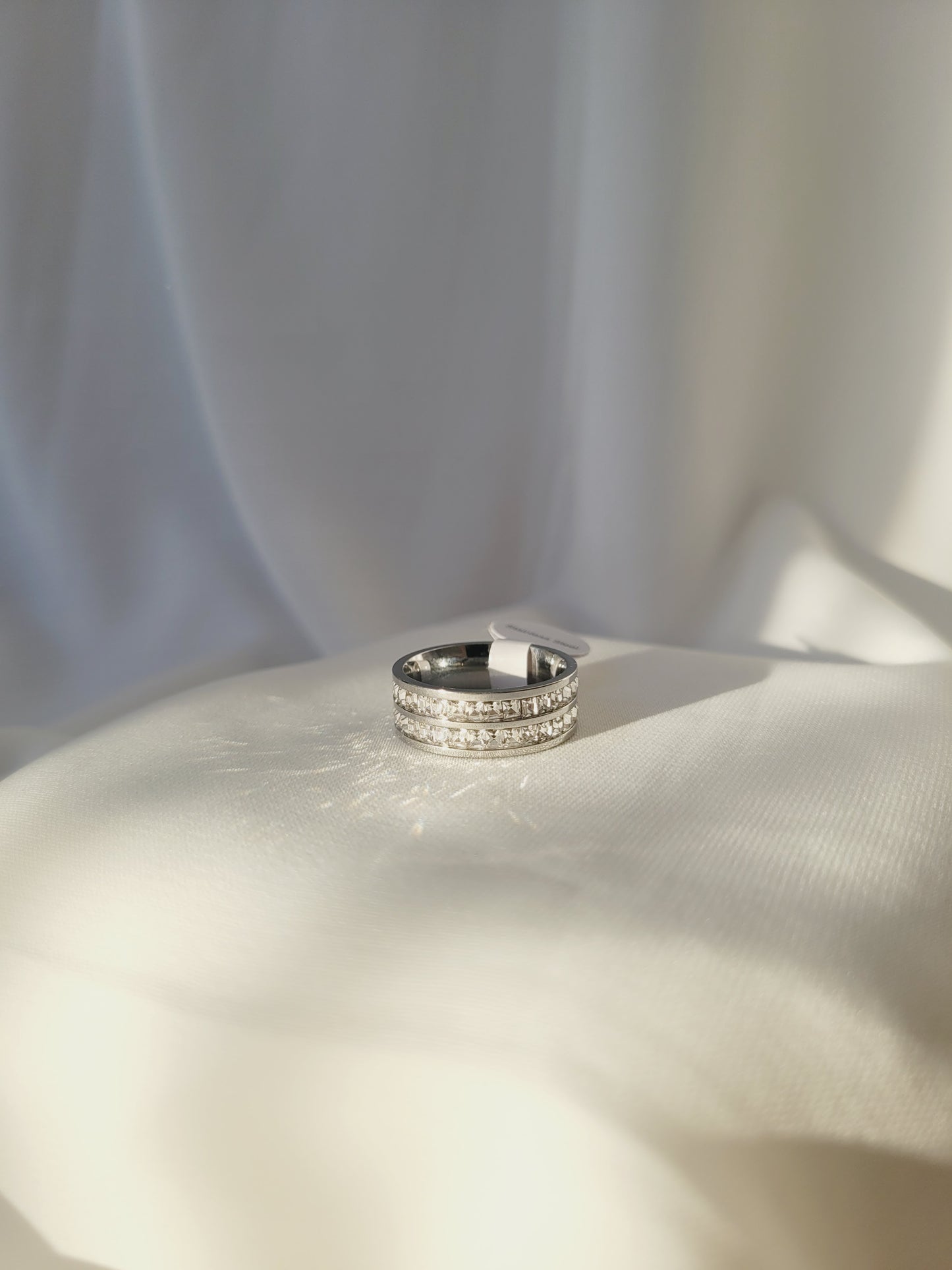 Double Stone Lane Ring Silver Color