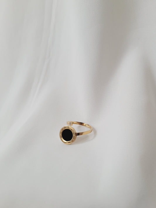 Free Size Black Circle Ring