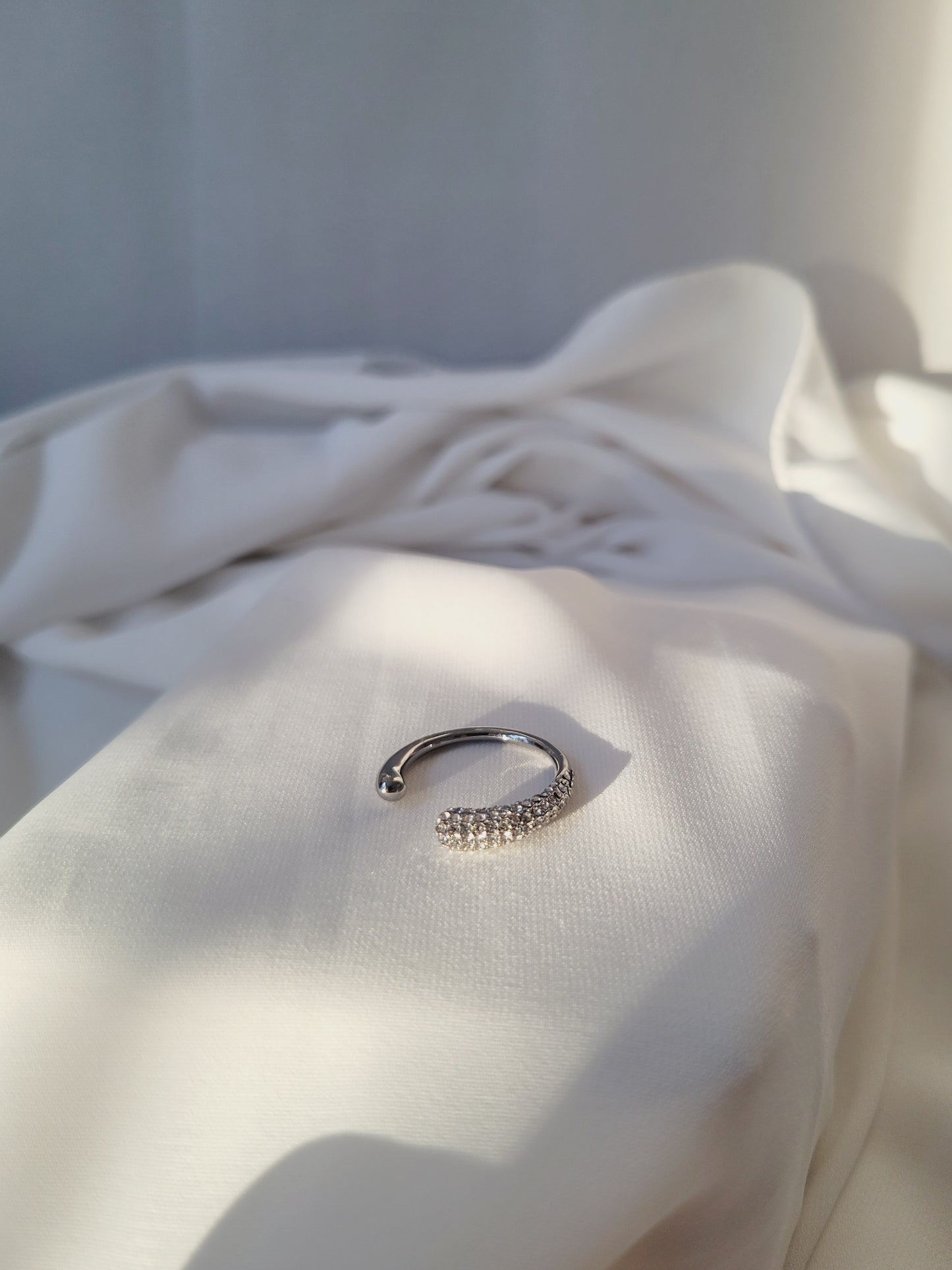 Free Size Stone Ring Silver Color