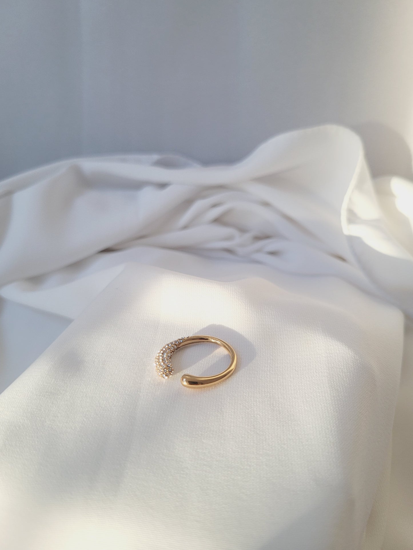 Free Size Stone Ring Gold Color