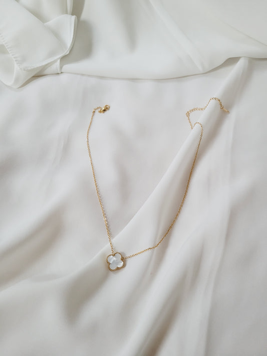 White Clover with Stones Necklace