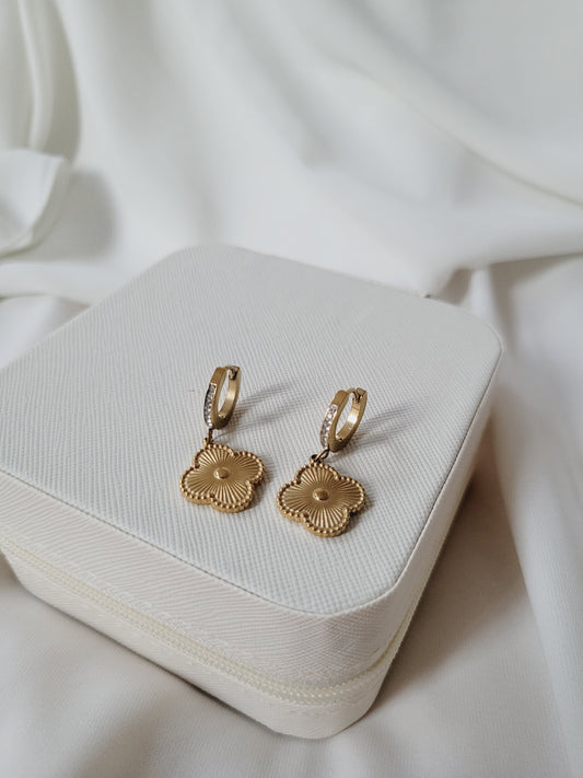 Gold Clover Earrings With stones