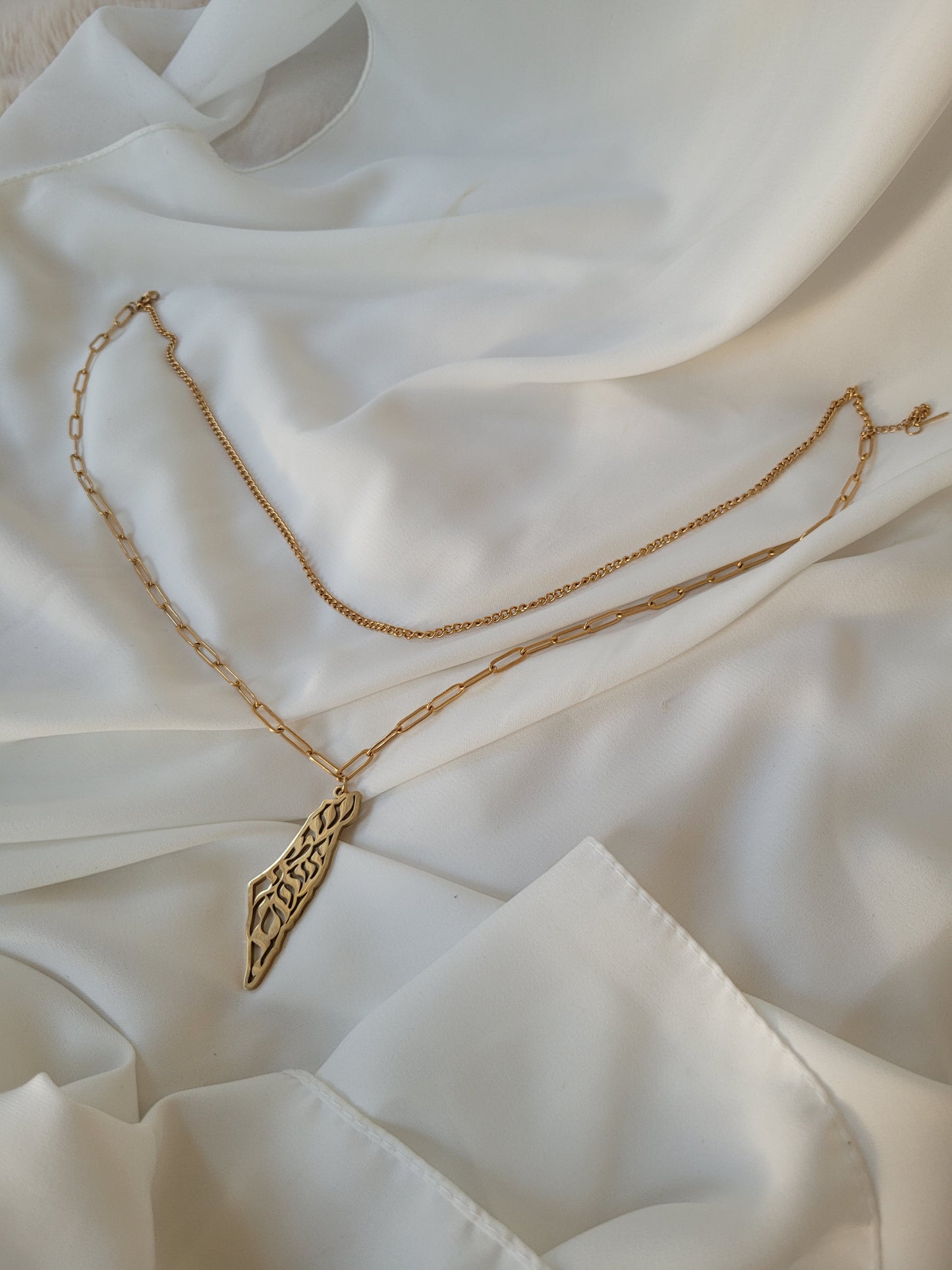 Double Chain Palestine Necklace with Engraving