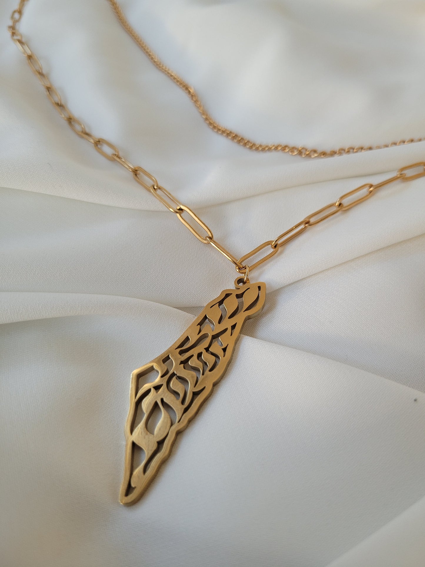 Double Chain Palestine Necklace with Engraving