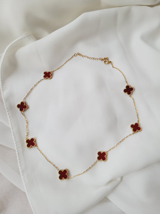 Short Multi Red Clover Necklace