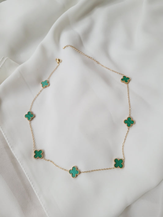 Short Multi Clover Necklace - Green