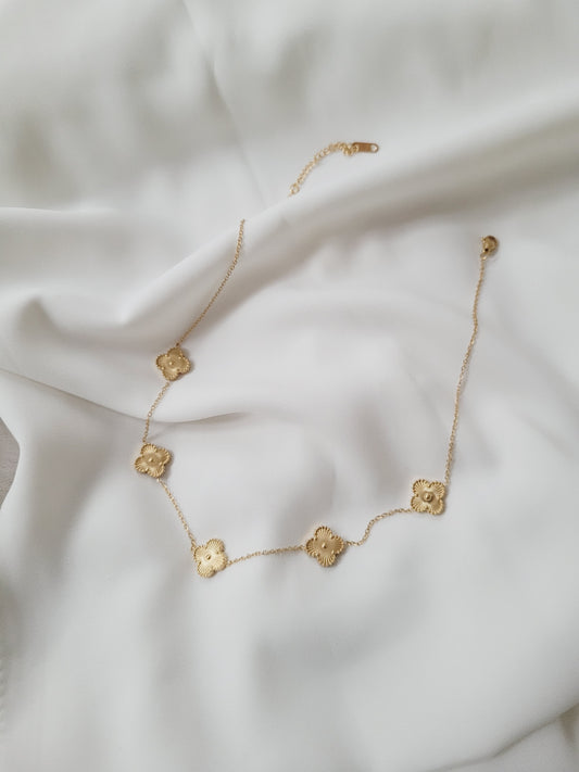 Short Multi Gold Clover Necklace