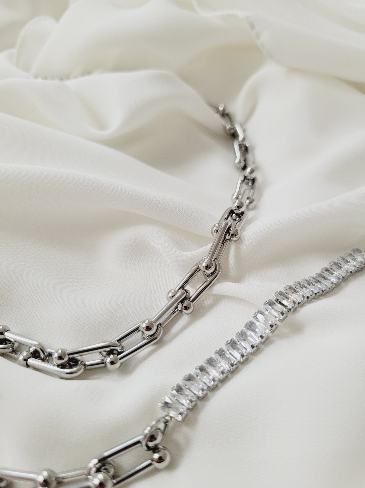 Chain with Stones Set Silver Colour