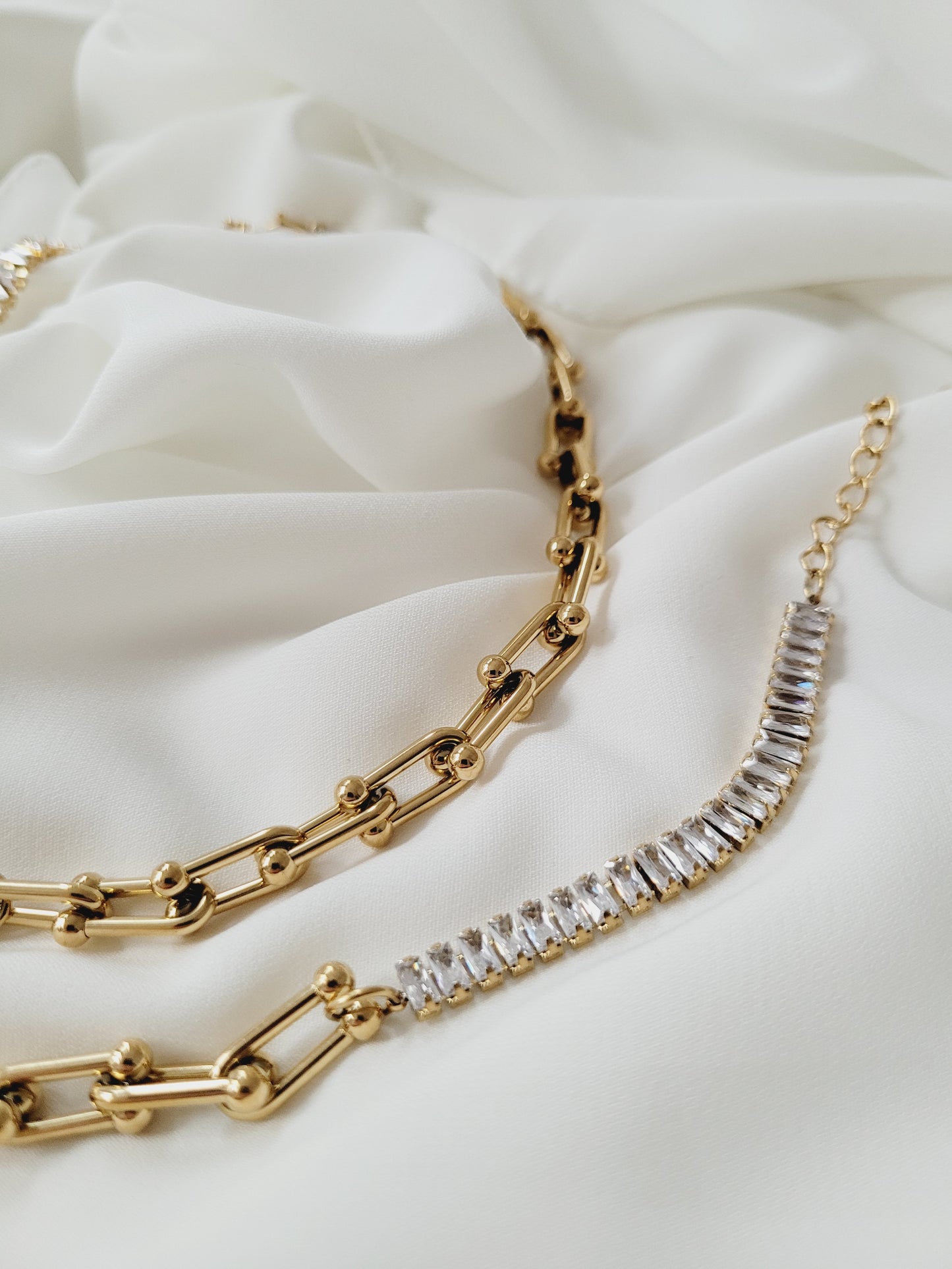 Chain with Stones Set Gold Colour