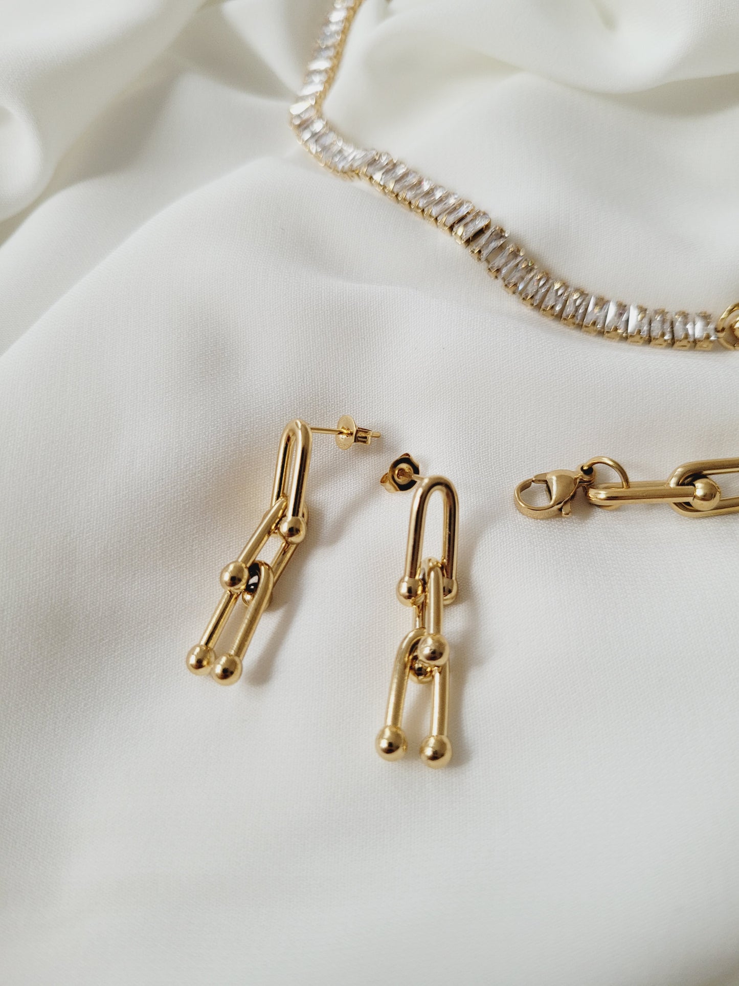 Chain with Stones Set Gold Colour