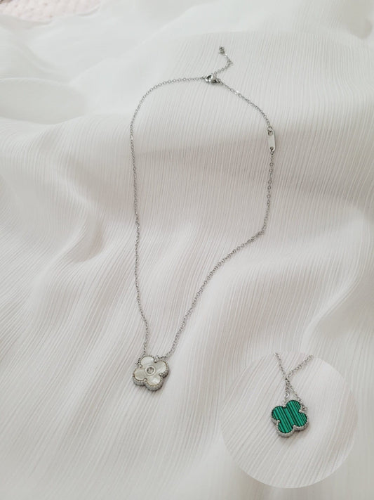 Green & White Single Clover Necklace - TopStyles