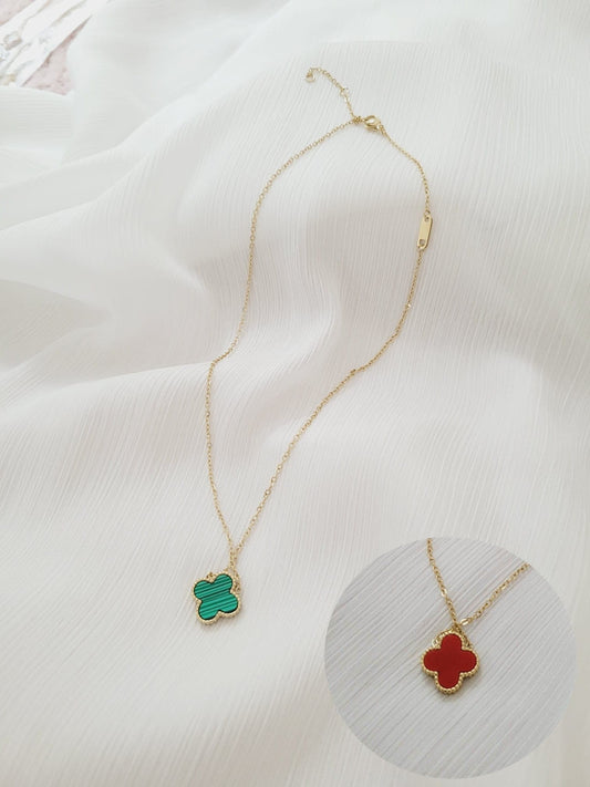 Green & Red Single Clover Necklace - TopStyles