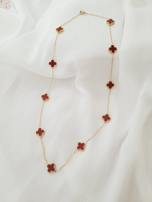 Red Multi Clover Necklace - TopStyles