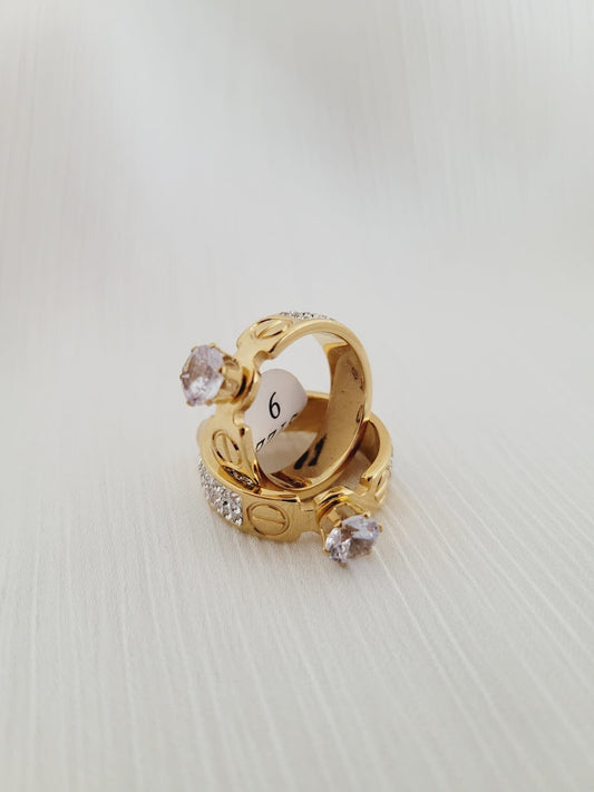 Single Stone Love Ring - Gold Color - TopStyles