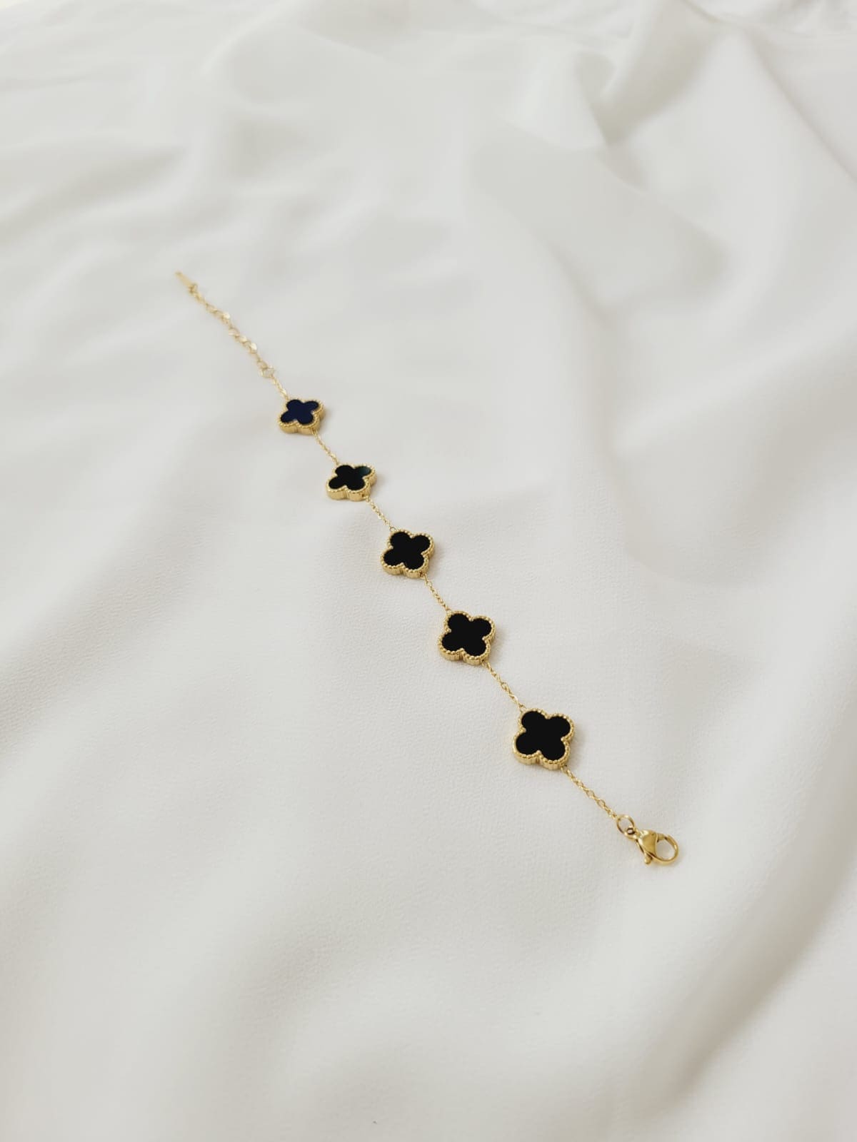 Multi Black Clover Bracelet - Gold Color