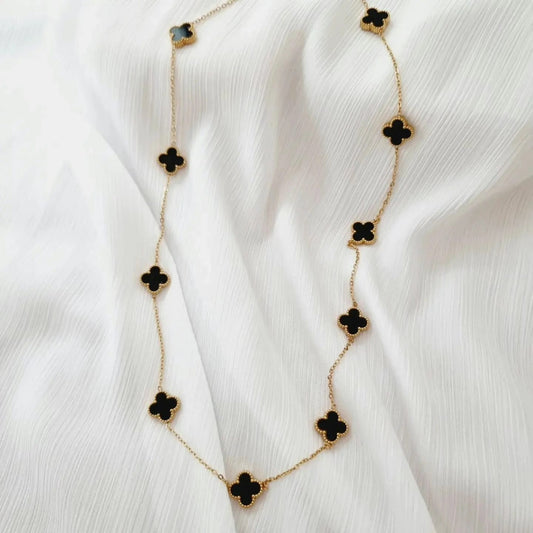 Long Black Clover Necklace