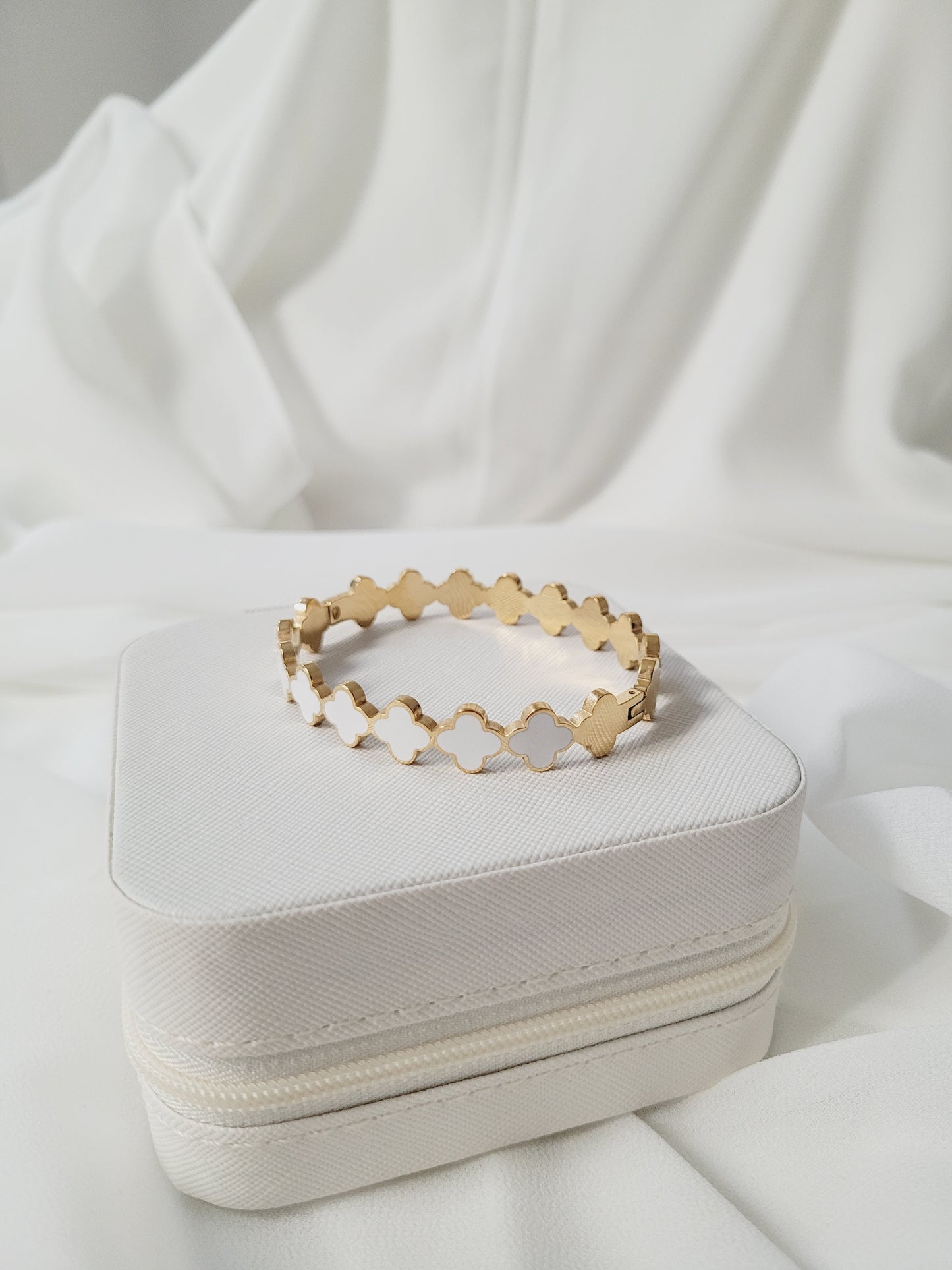 Multi white Clover bangle