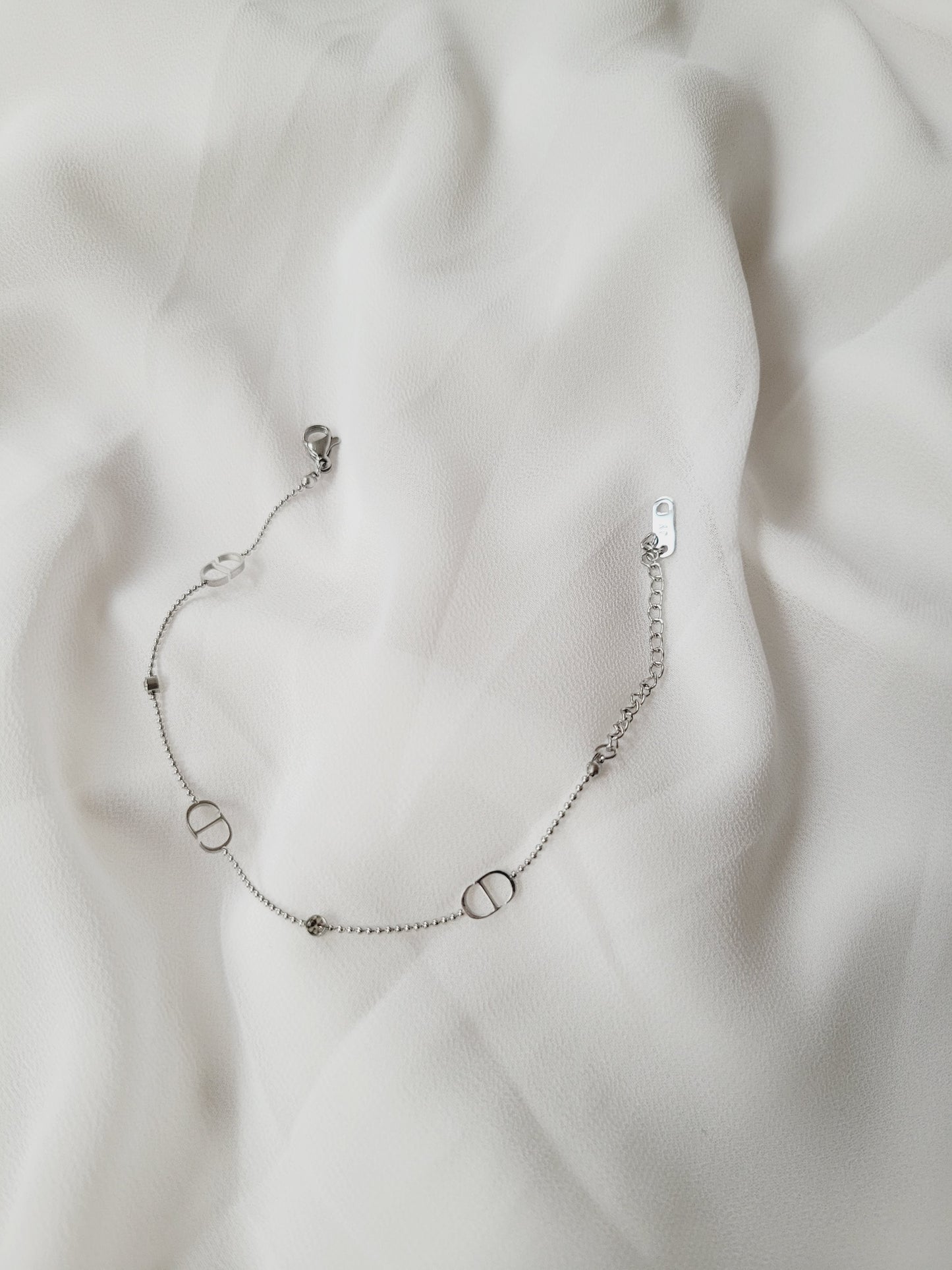 Silver Double D with Stones Bracelet