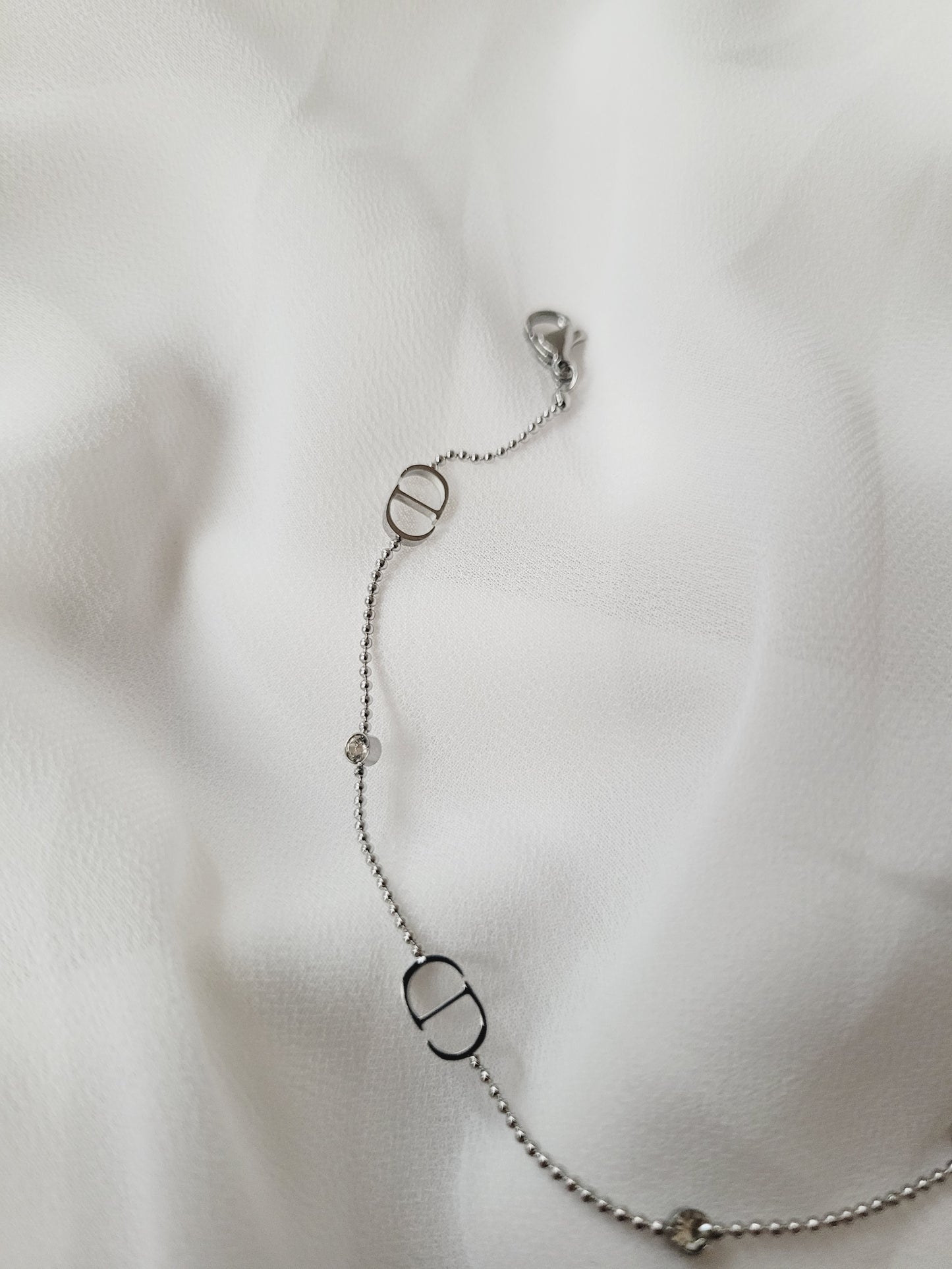 Silver Double D with Stones Bracelet