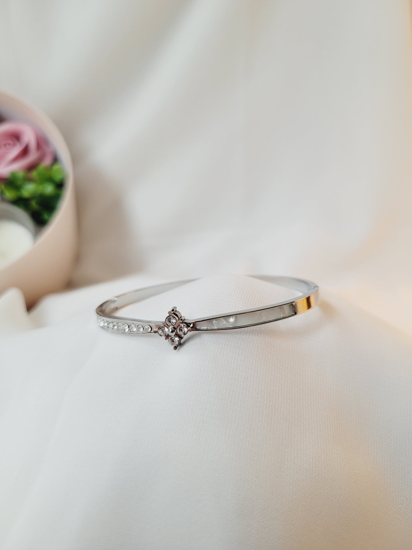 Crystal Silver Bangle